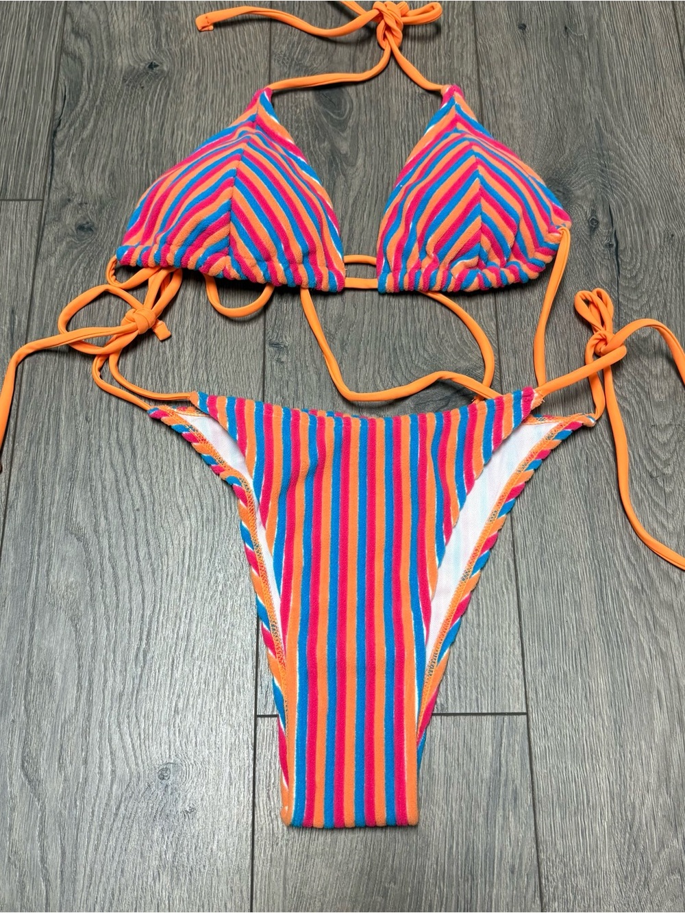 Colorful striped bikini set